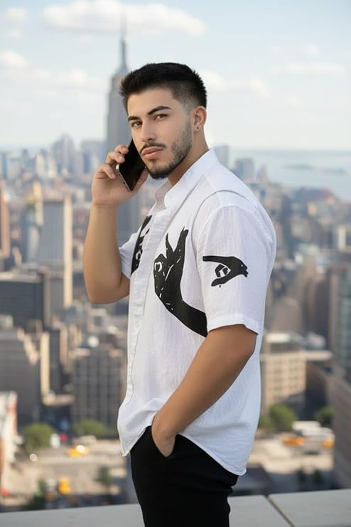 camisa de manga corta para hombre con estampado