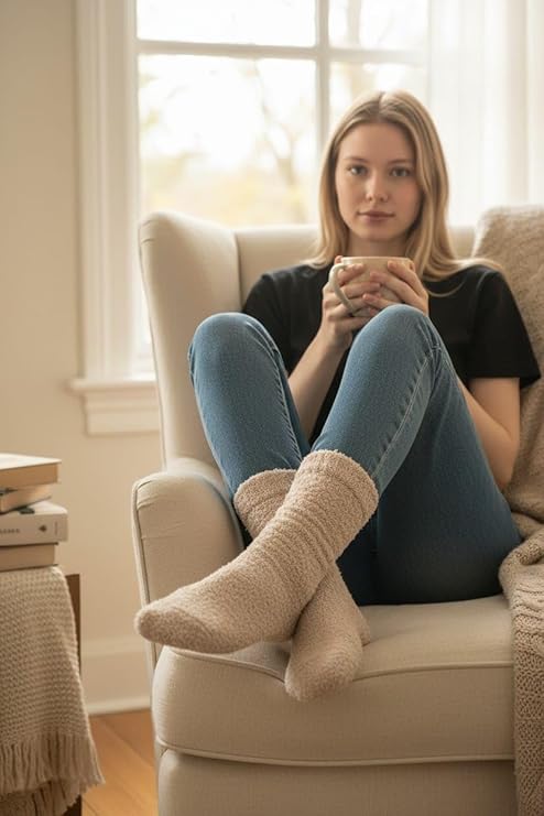 calcetines cloud knit ultra suaves edicion lujo en beige