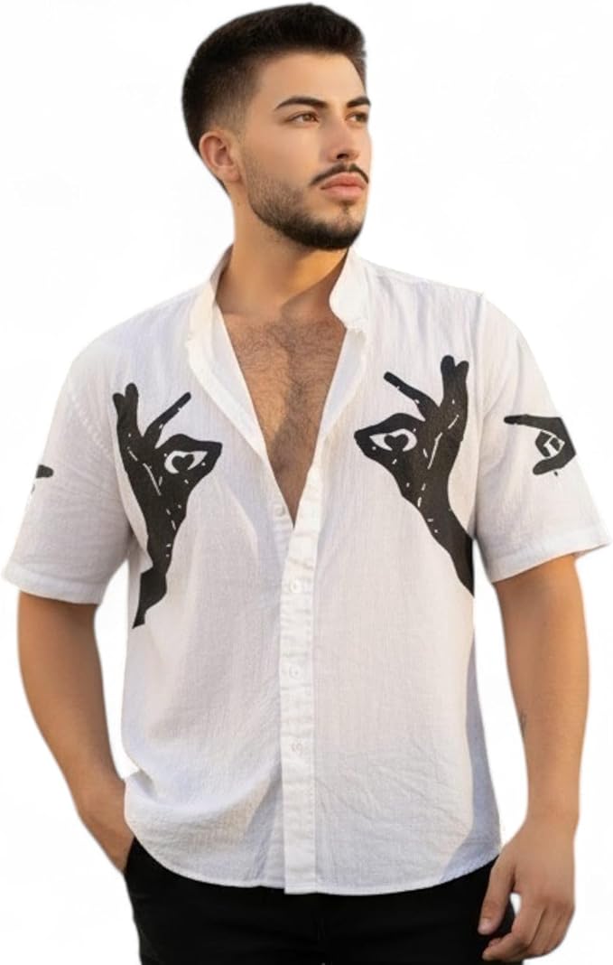 camisa de manga corta para hombre con estampado